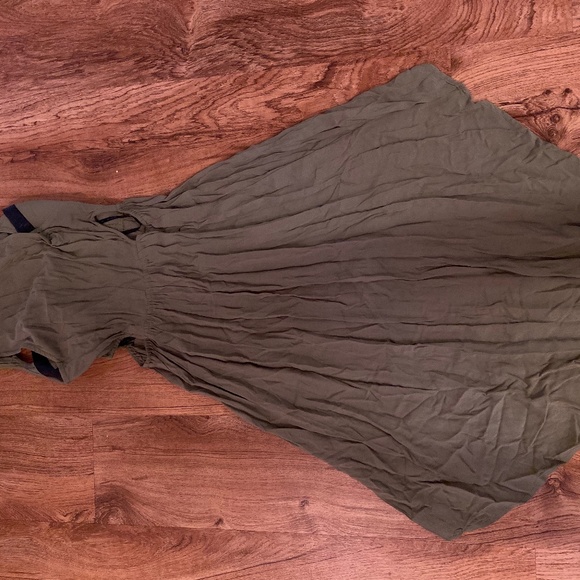Lightweight Olive Green Asymmetrical Dress Cut Out Dress (Xsmall) - Picture 3 of 6